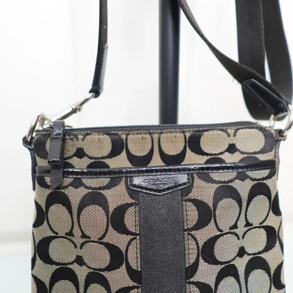 Coach Signature Crossbody Bag Black Tan